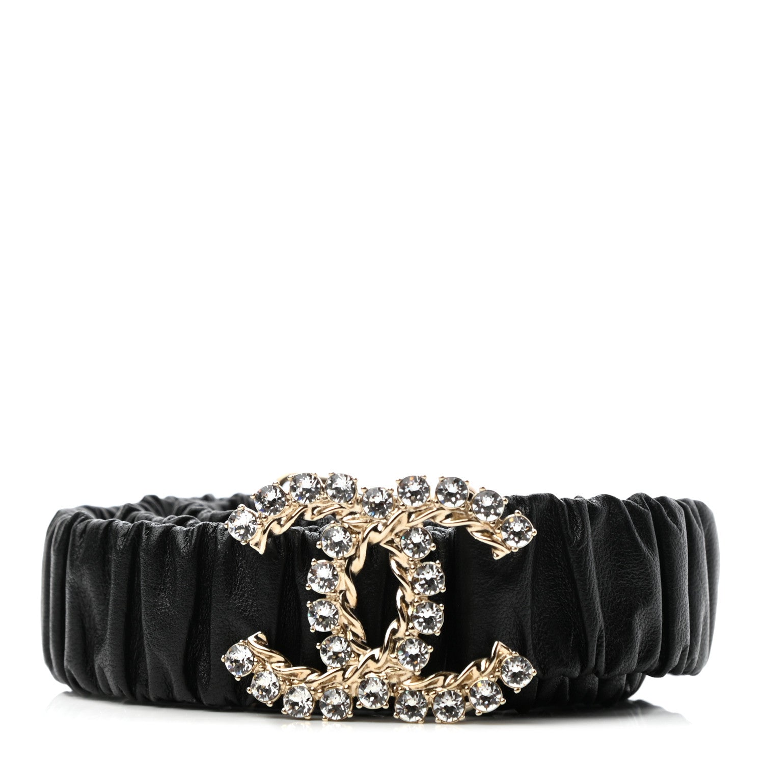 Chanel Lambskin Crystal CC Belt 90 36 Black 1 of 4