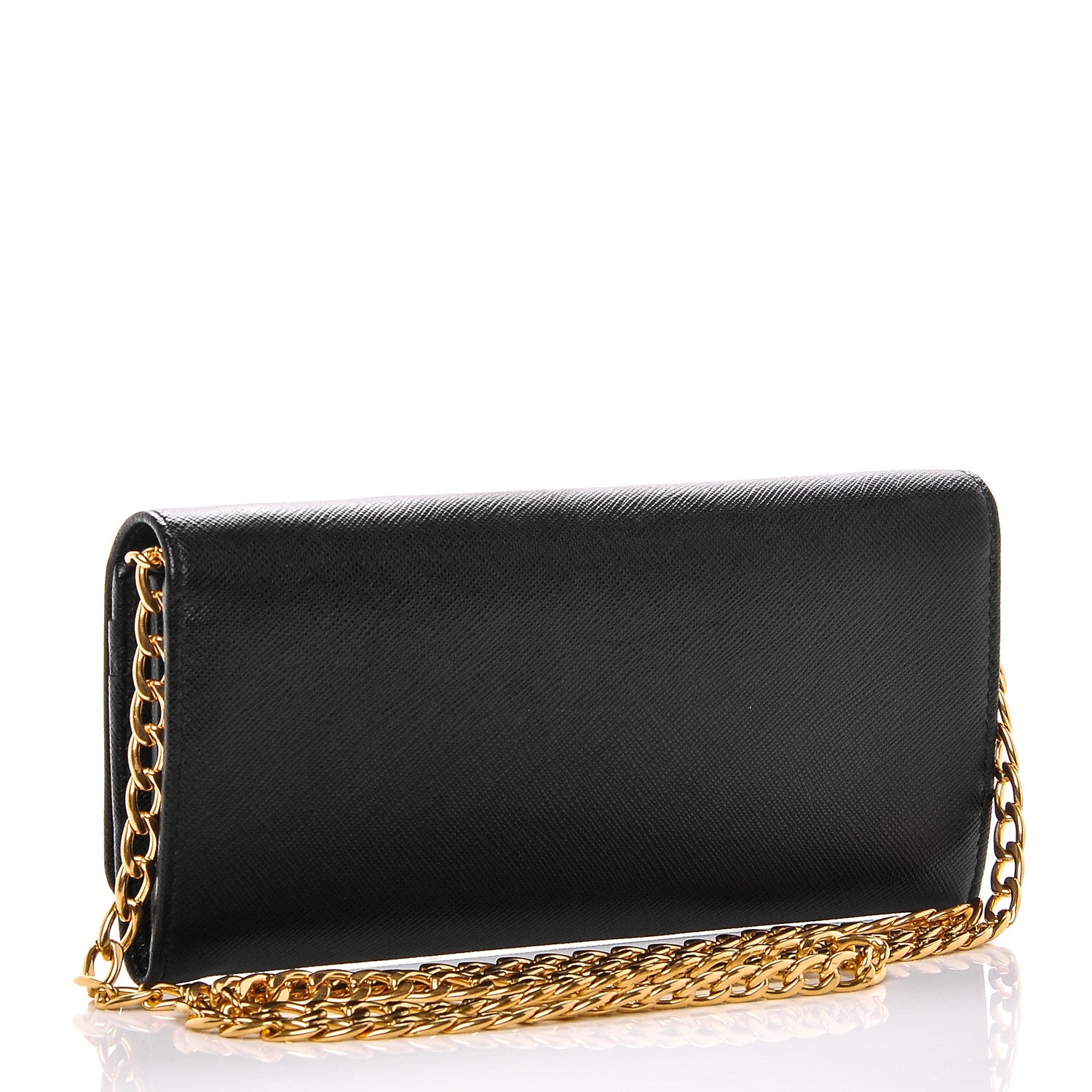 Prada Saffiano Lux Chain Wallet Nero Black 3 of 6