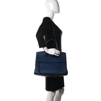 Salvatore Ferragamo Calfskin Large Studio Top Handle Bag Navy 3 of 15