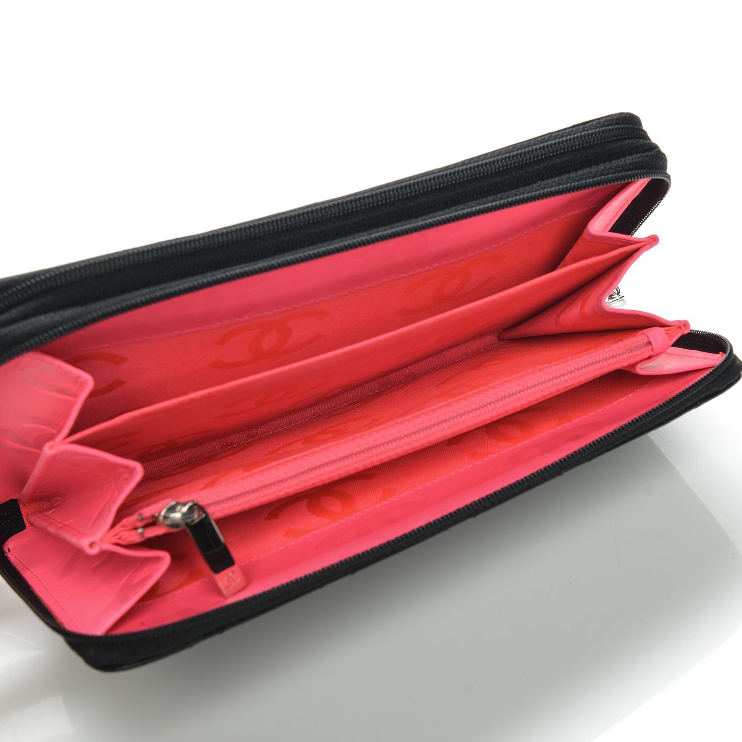 Calfskin Cambon Zip Around Organizer Wallet Black