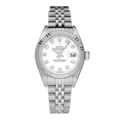 Rolex Stainless Steel 18K White Gold Diamond 26mm Oyster Perpetual Datejust Watch White 79174 1 of 5