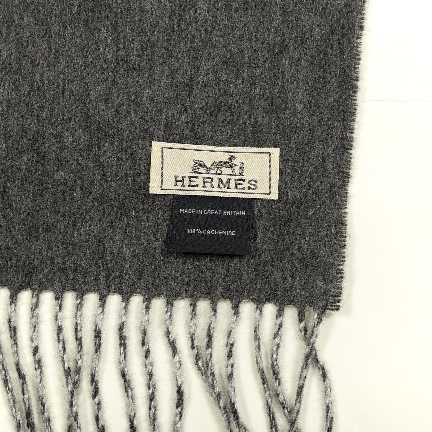 Cashmere Recto Verso Muffler Gris Clair Chiné Flanelle