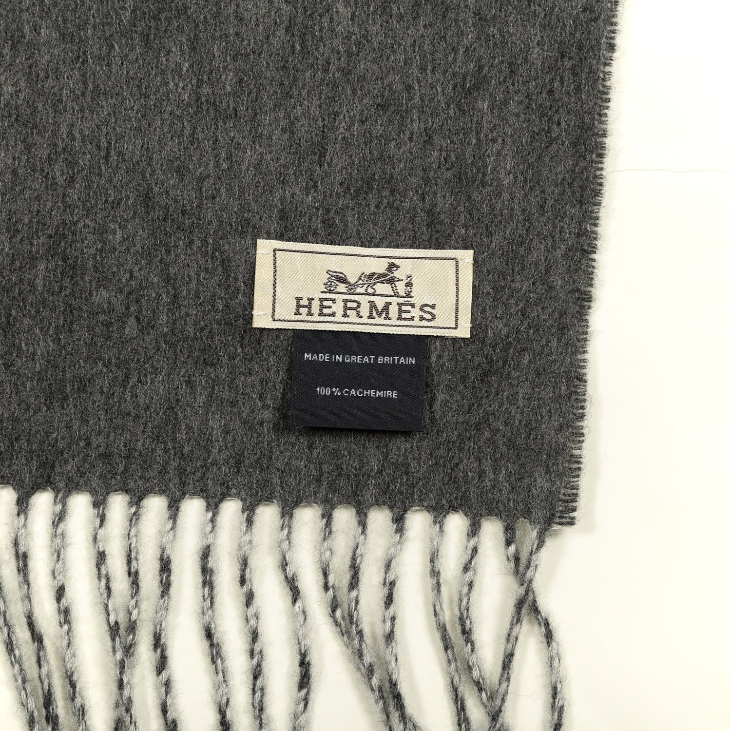 Hermes Cashmere Recto Verso Muffler Gris Clair Chiné Flanelle 3 of 4
