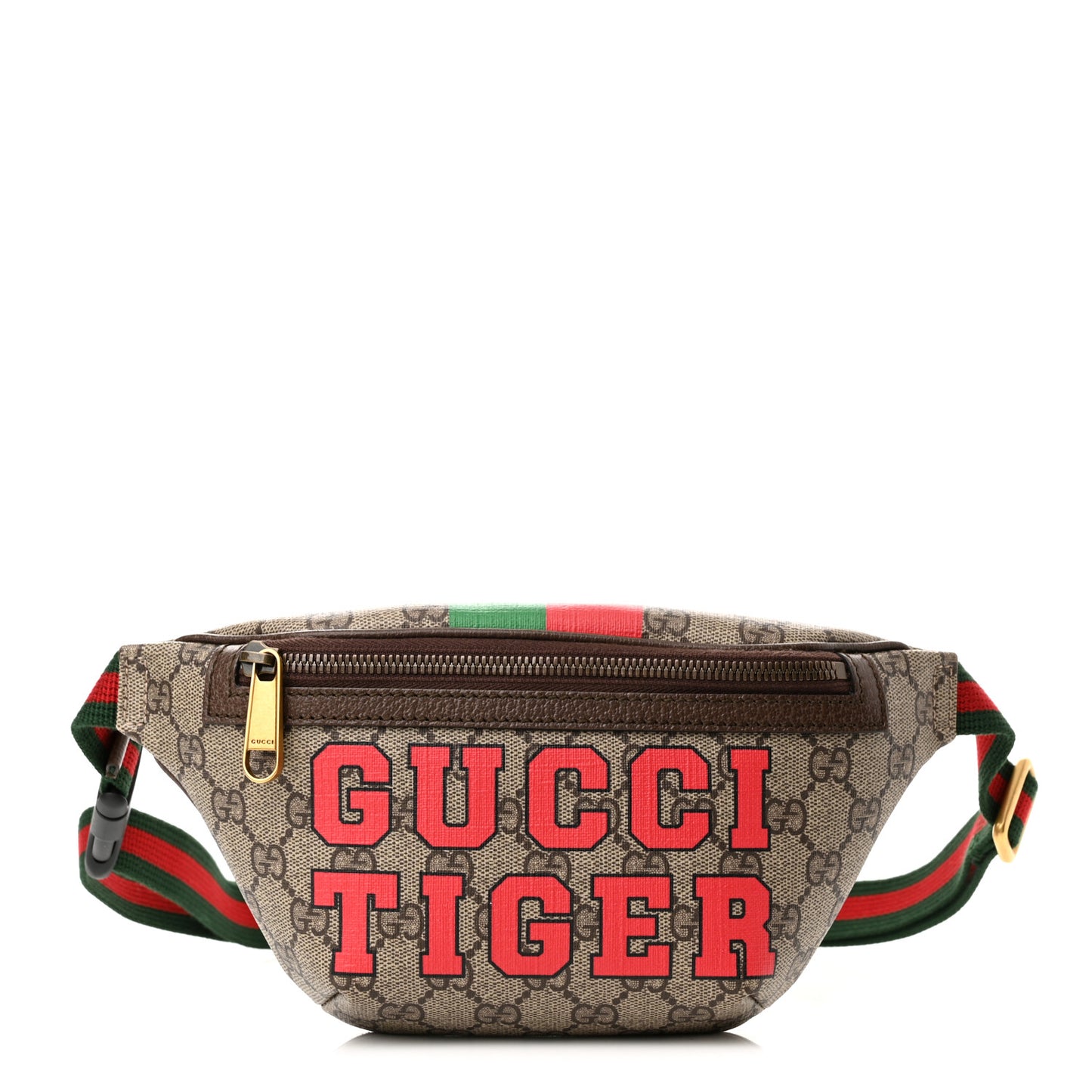 GG Supreme Monogram Textured Dollar Calfskin Gucci Tiger Belt Bag Beige Ebony Lobster Red New Shamarock New Acero