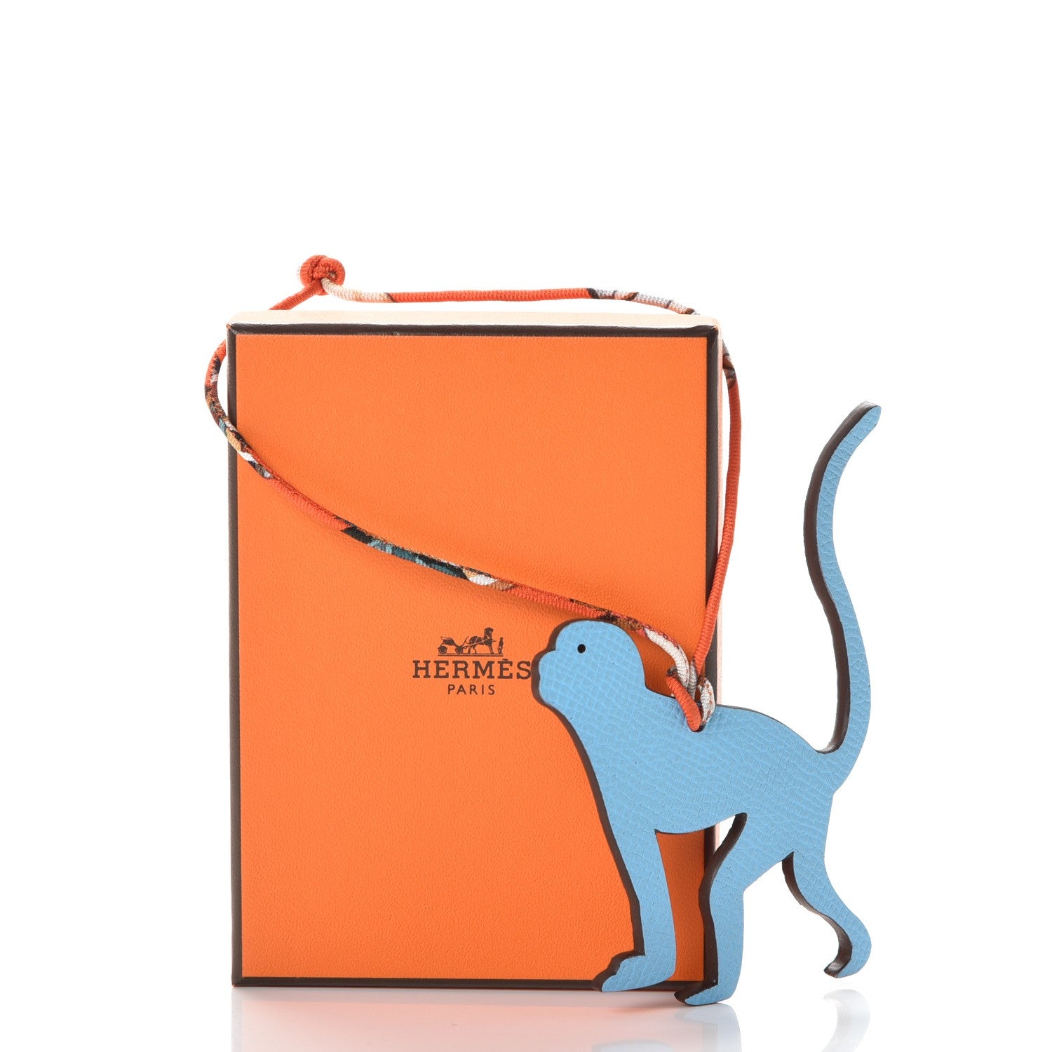 Hermes Togo Epsom Petit H Monkey Bag Charm Bleu Paradis Sanguine 4 of 4
