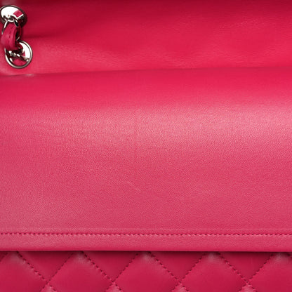 Chanel Lambskin Quilted Maxi Double Flap Dark Pink 10 of 10