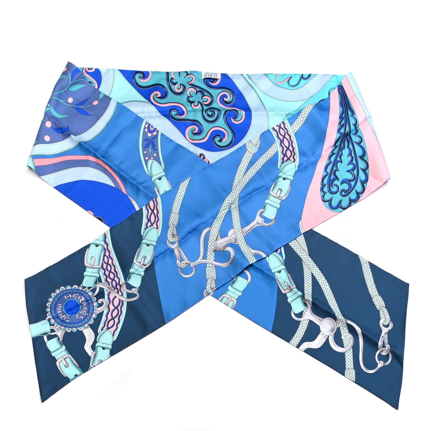 Hermes Silk Festival des Amazones Maxi Twilly Marine Turquoise Rose 1 of 4
