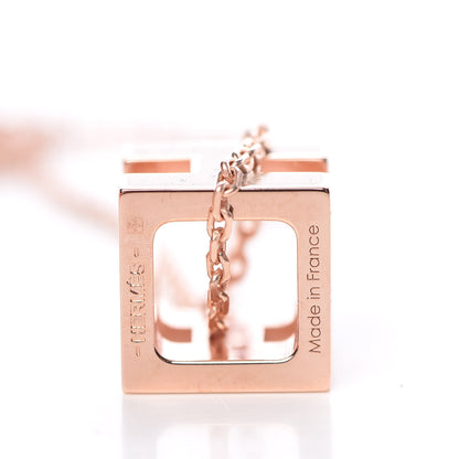 Hermes Rose Gold Lacquered Cage d'H Necklace Marron Glace 5 of 7