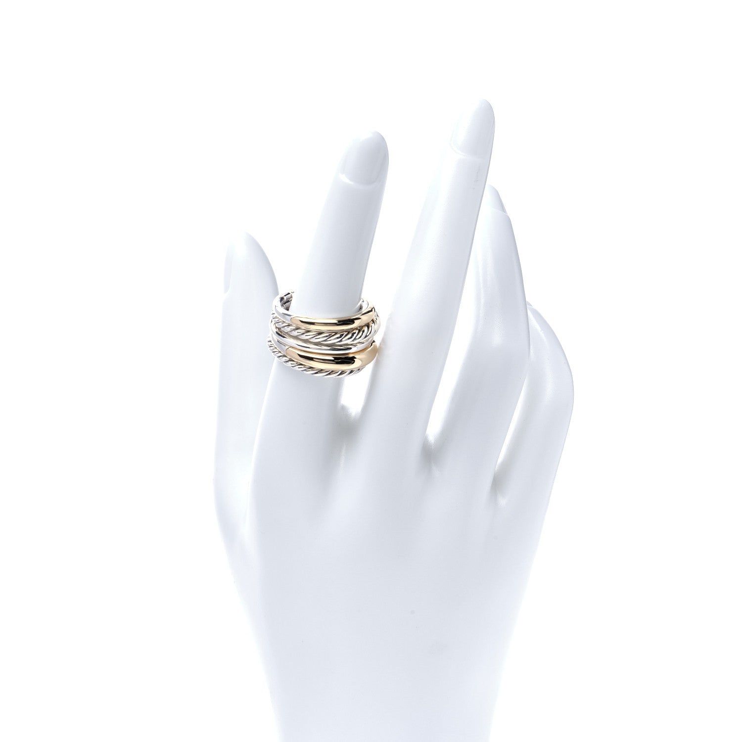 David Yurman Sterling Silver 18K Yellow Gold Wide Pure Form Ring 54 7 2 of 6