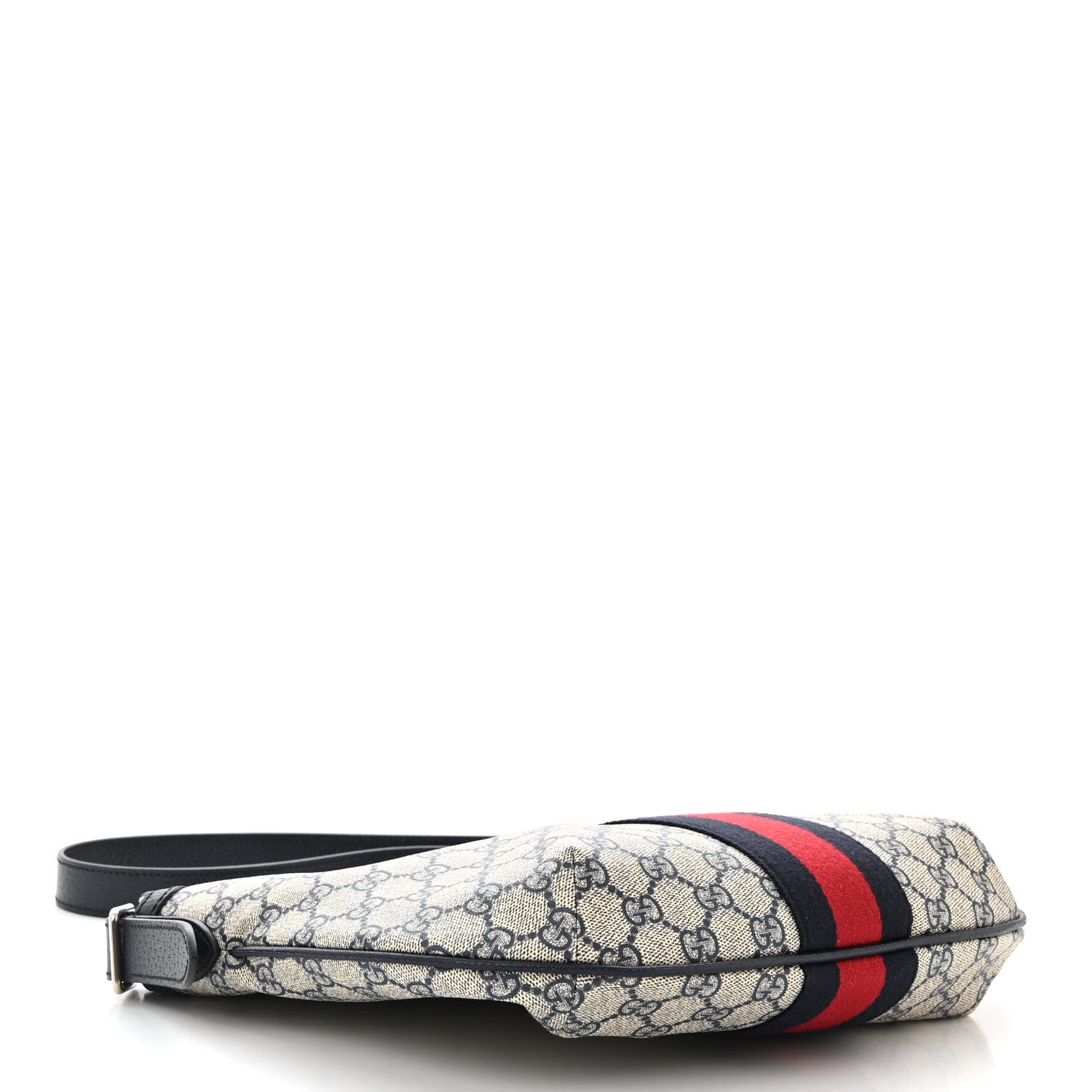 Gucci GG Supreme Monogram Textured Dollar Calfskin Web Small Ophidia Half Moon Hobo Beige Blue 4 of 10