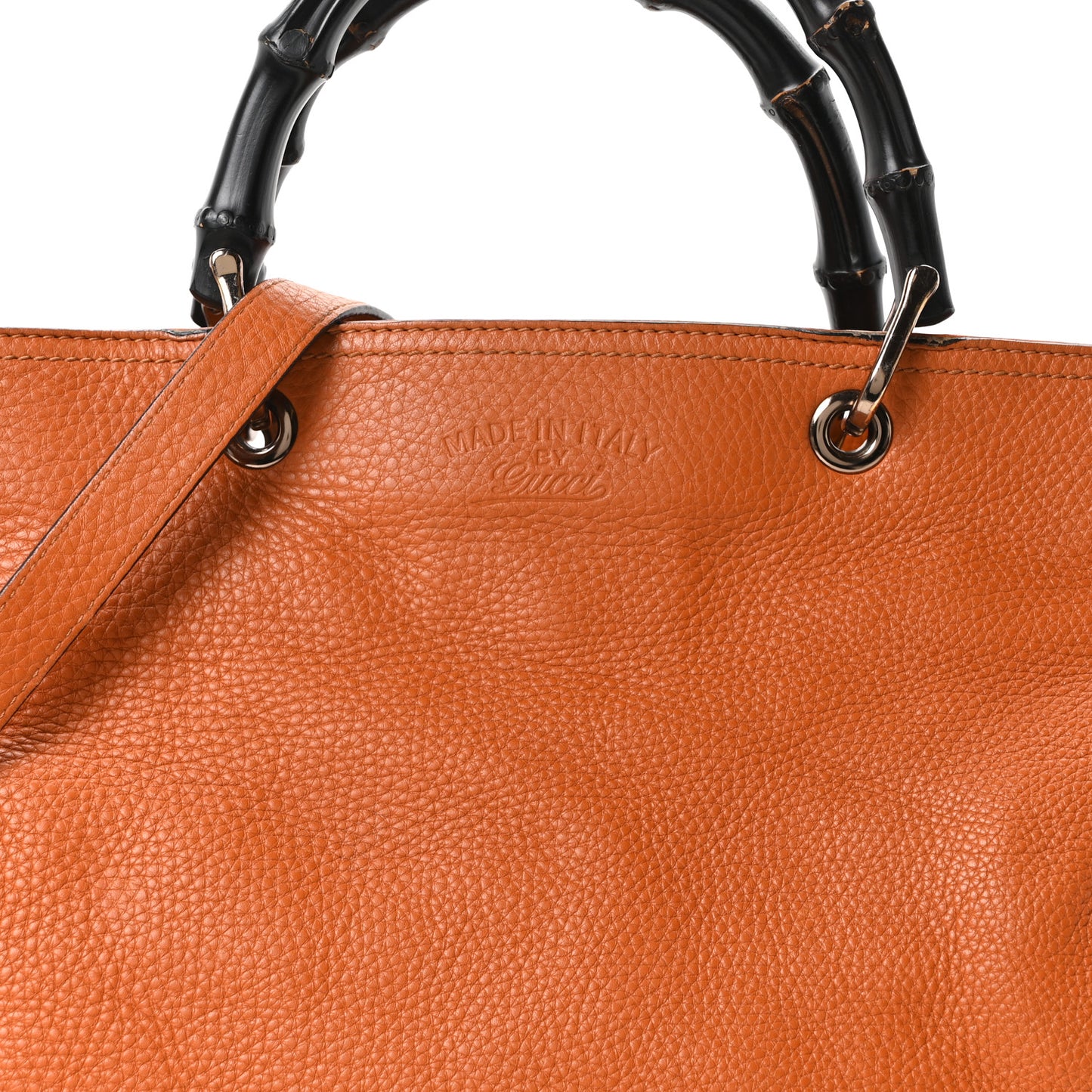 Cellarius Calfskin Large Bamboo Shopper Tote Orange