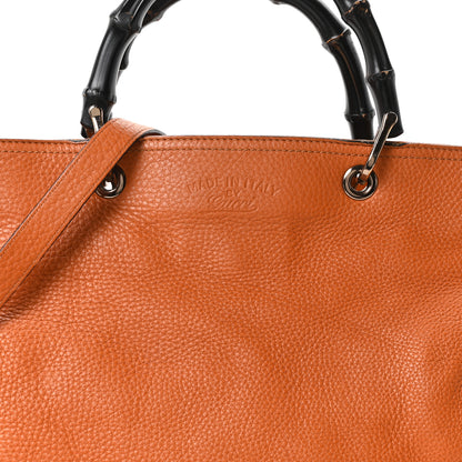 Gucci Cellarius Calfskin Large Bamboo Shopper Tote Orange 8 of 10