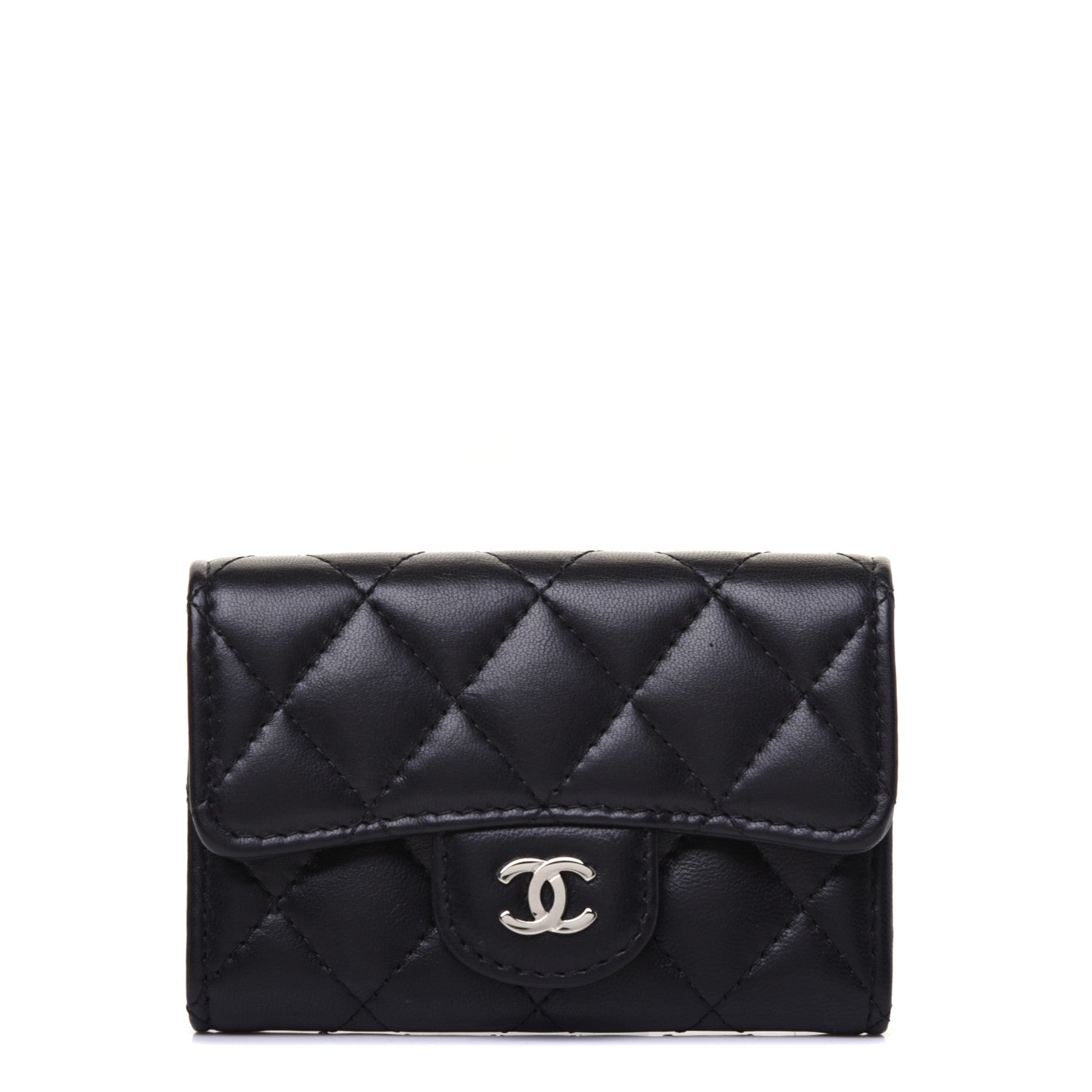 Chanel Lambskin Quilted Flap Card Holder Black 1 of 12