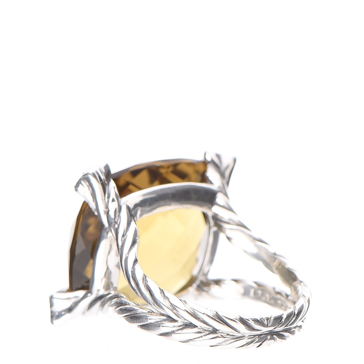 Sterling Silver Lemon Citrine Diamond 20mm Cushion On Point Ring 59 8.75