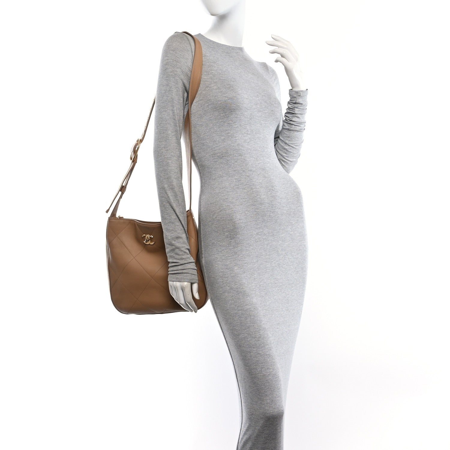 Chanel Calfskin Stitched Easy Mood Hobo Beige 2 of 10