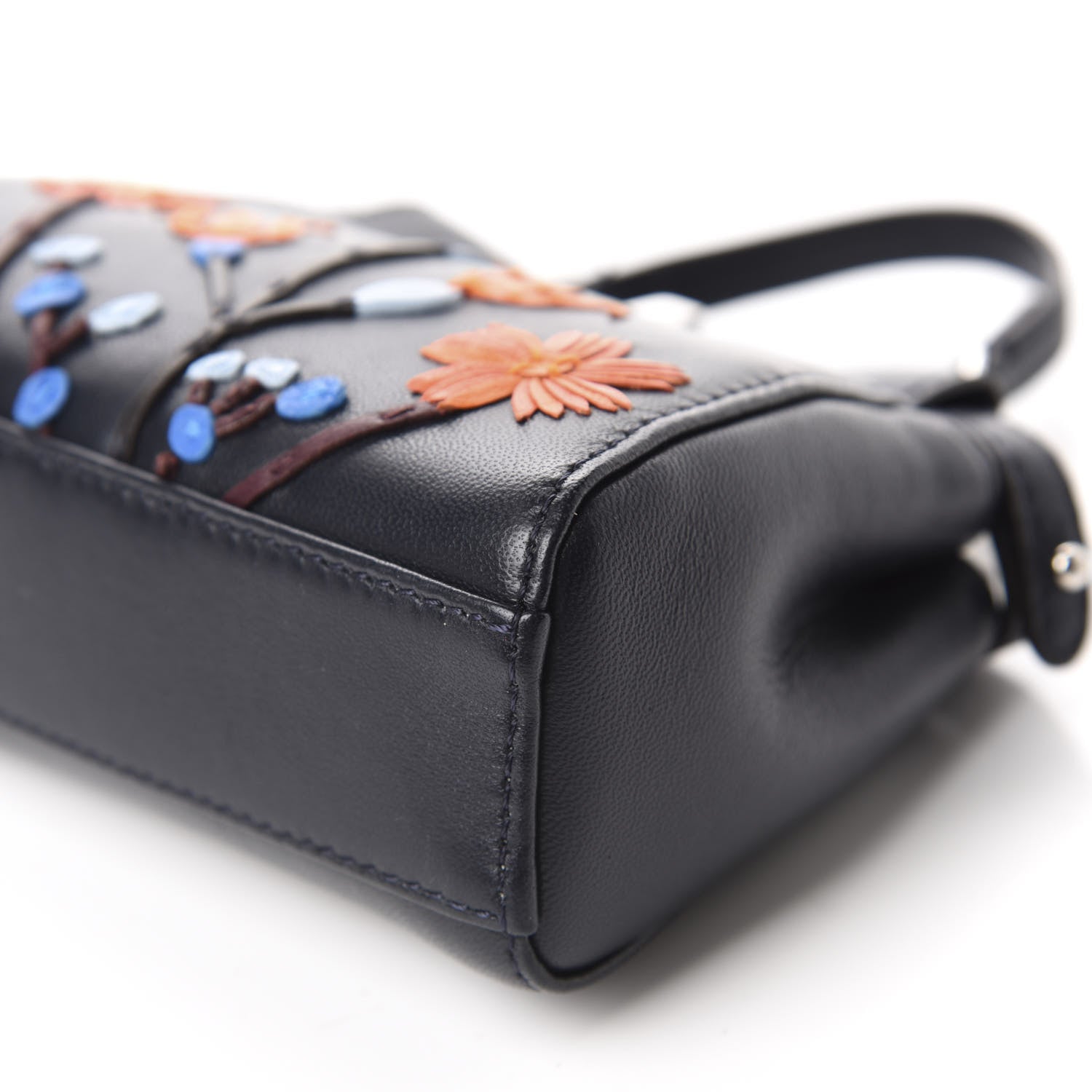 Fendi Shiny Nappa Botanic Garden Embroidered Micro Peekaboo Iconic Satchel Ocean Arancio 7 of 10