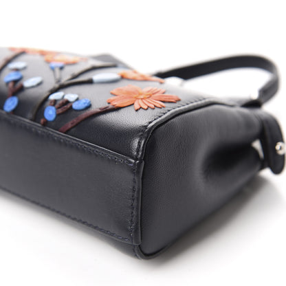 Fendi Shiny Nappa Botanic Garden Embroidered Micro Peekaboo Iconic Satchel Ocean Arancio 7 of 10