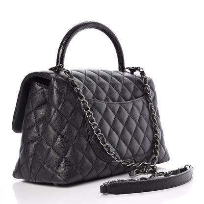 Chanel Caviar Lizard Quilted Small Coco Handle Flap Black 3 of 10