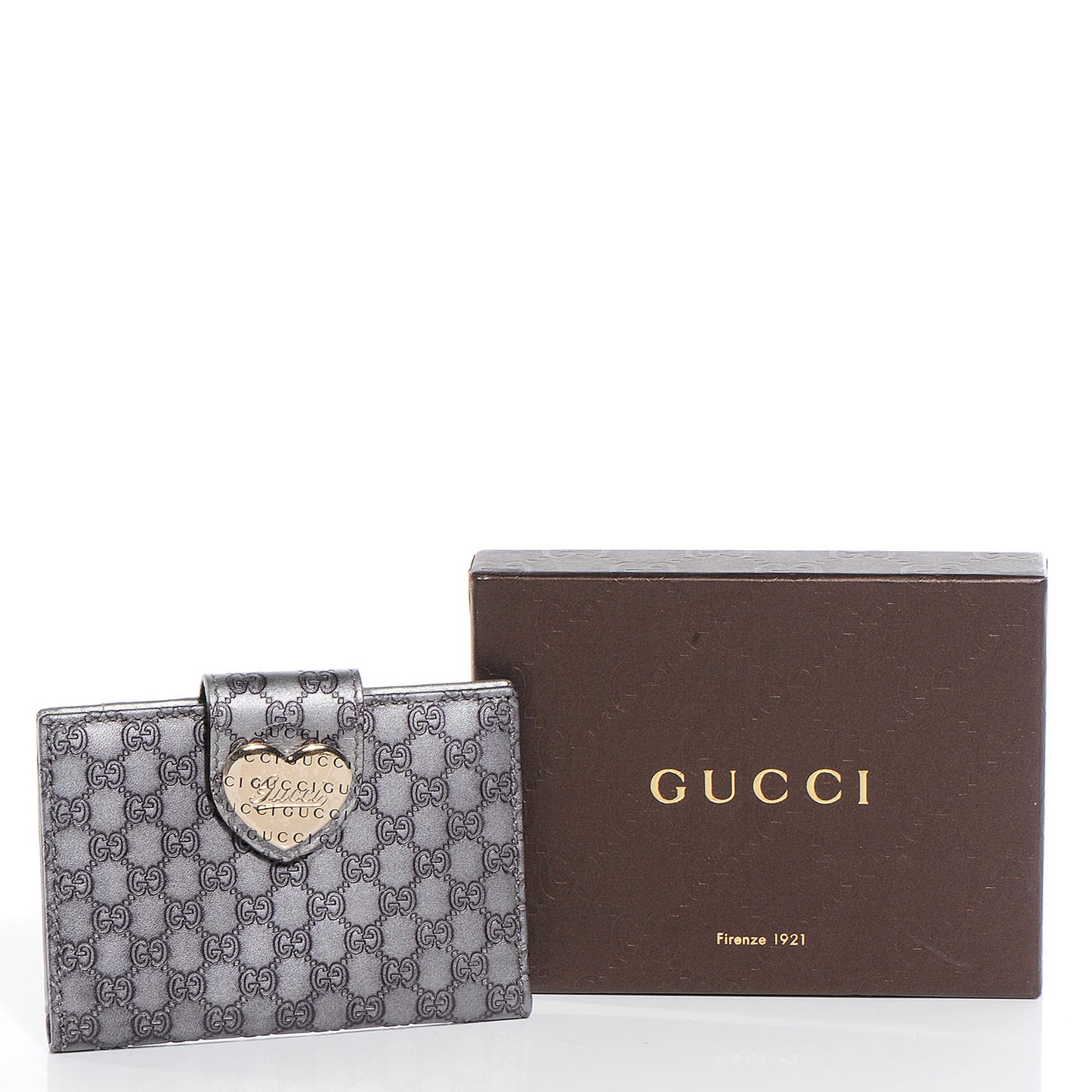 Microguccissima Heart Travel Wallet Silver