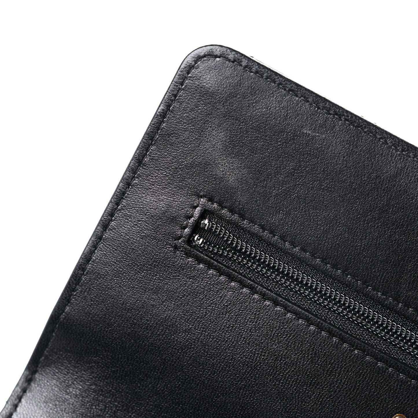 Lambskin Quilted Chain Around Wallet On Chain WOC Black