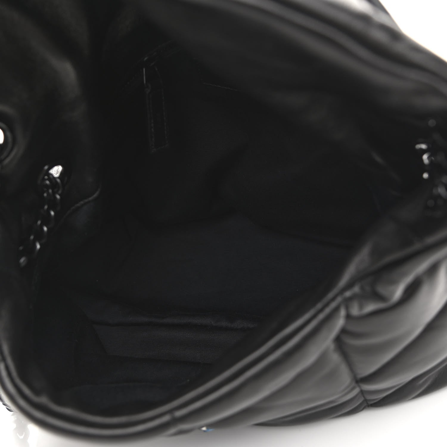 Saint Laurent Lambskin Quilted Medium Loulou Puffer Monogram Chain Satchel Black 4 of 10