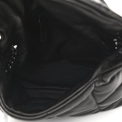 Saint Laurent Lambskin Quilted Medium Loulou Puffer Monogram Chain Satchel Black 4 of 10