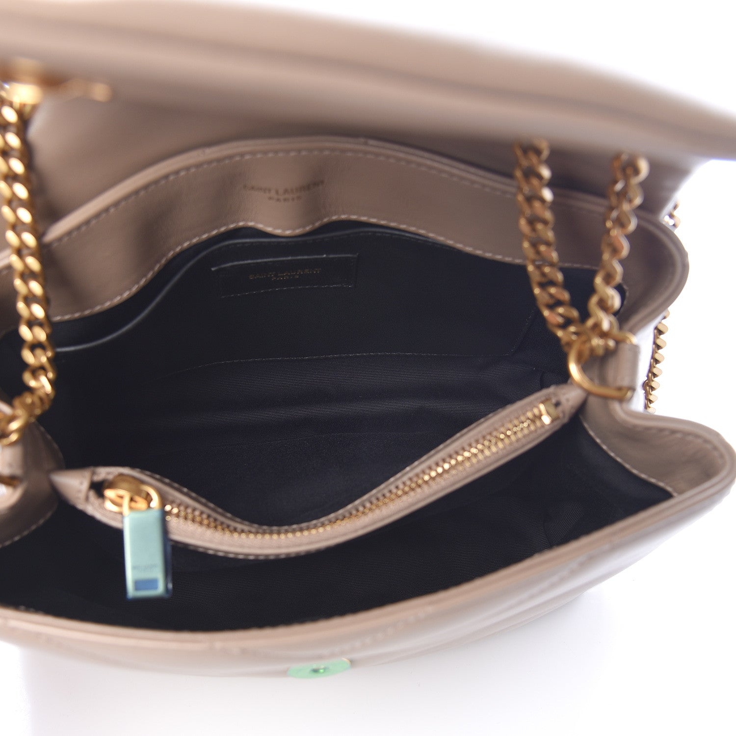 Saint Laurent Calfskin Y Quilted Monogram Small Loulou Chain Satchel Dark Beige 6 of 11