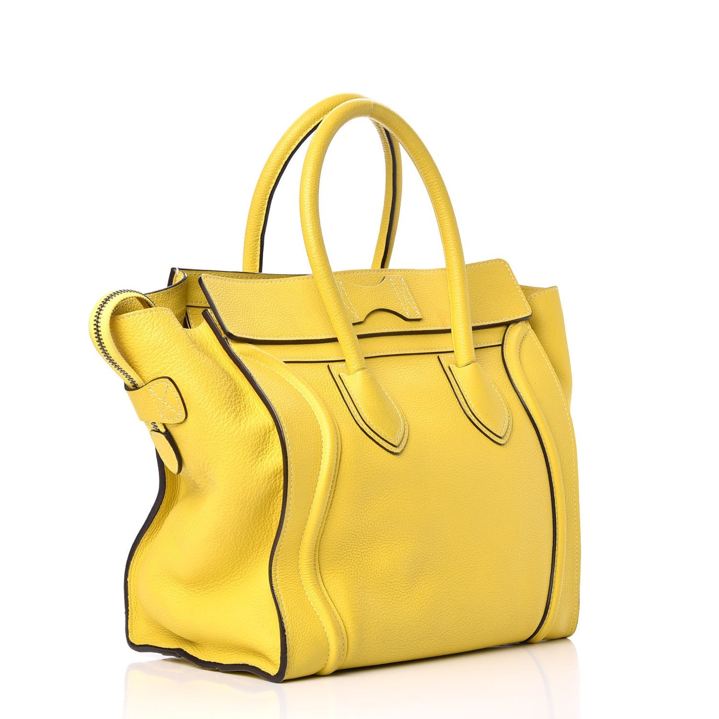 Drummed Calfskin Mini Luggage Citron