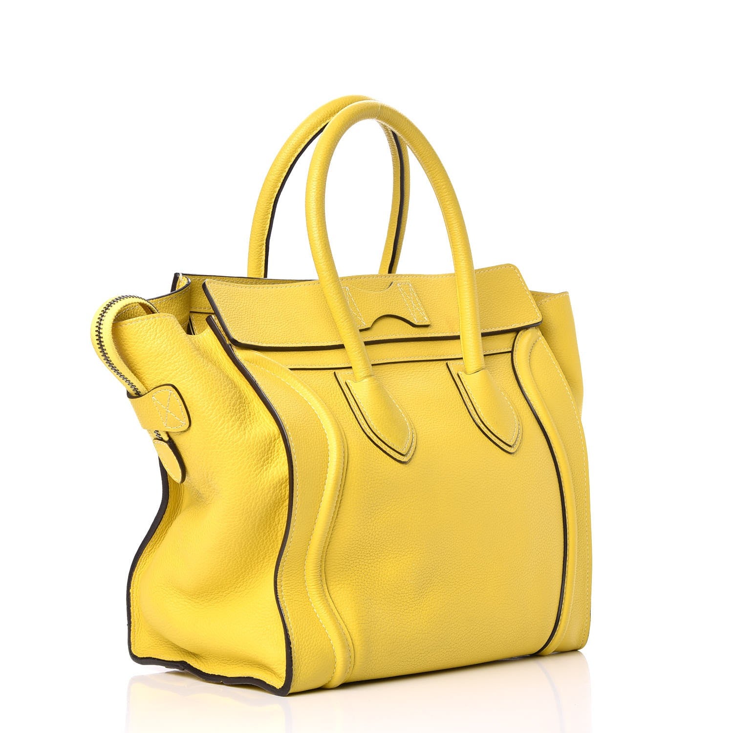 Celine Drummed Calfskin Mini Luggage Citron 3 of 26