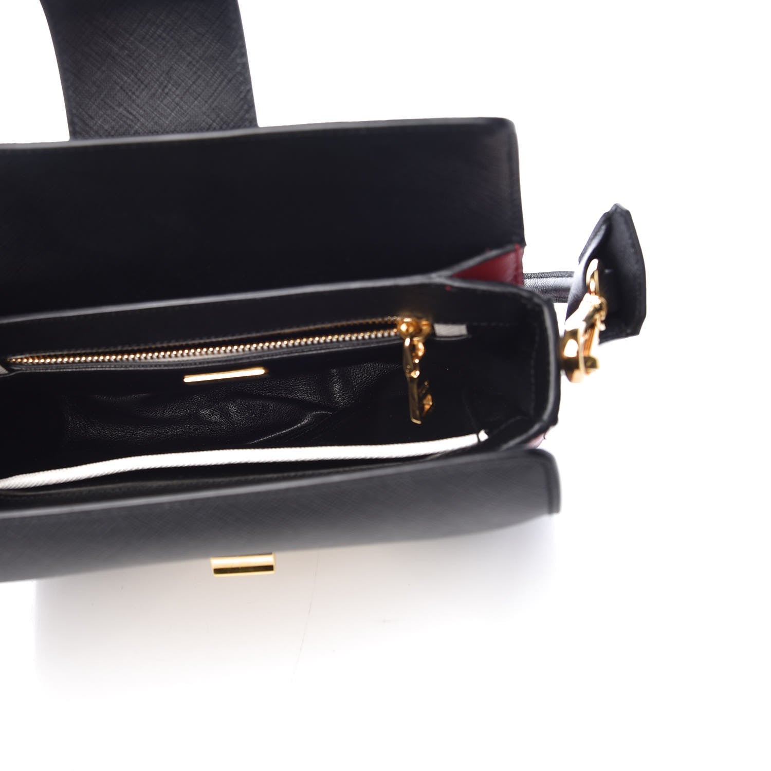 Prada Saffiano Shoulder Bag Black White 6 of 10