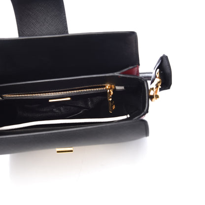 Prada Saffiano Shoulder Bag Black White 6 of 10