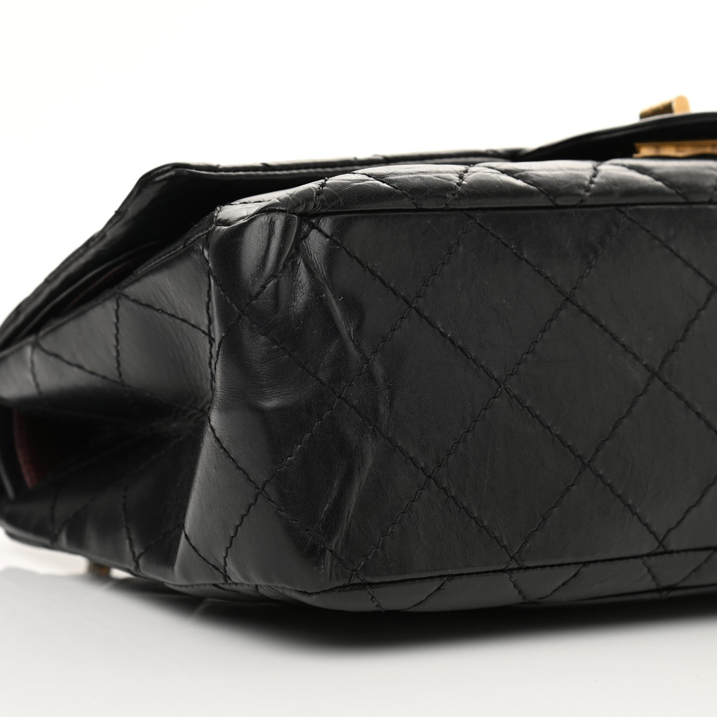 Aged Calfskin Quilted 2.55 Reissue 227 Flap Black