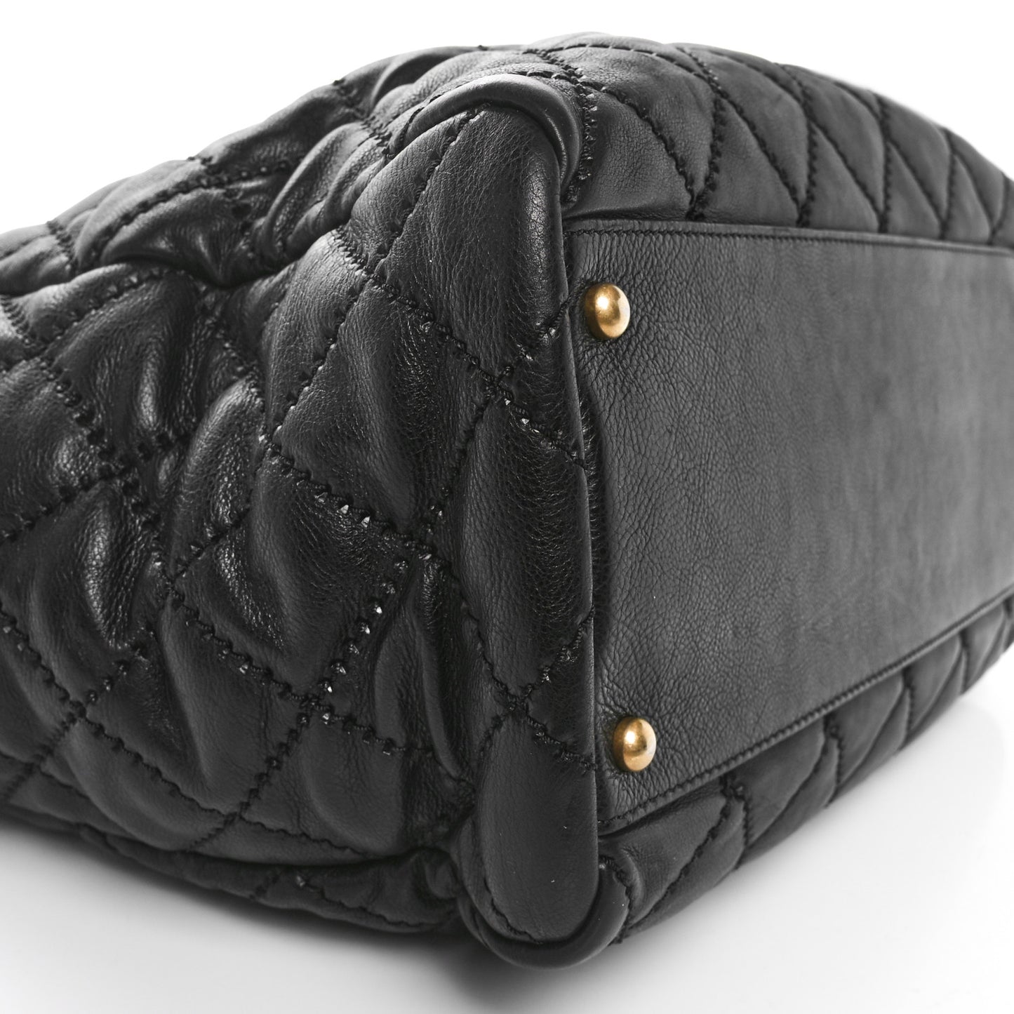 Calfskin Quilted Large Retro Chain Tote Black