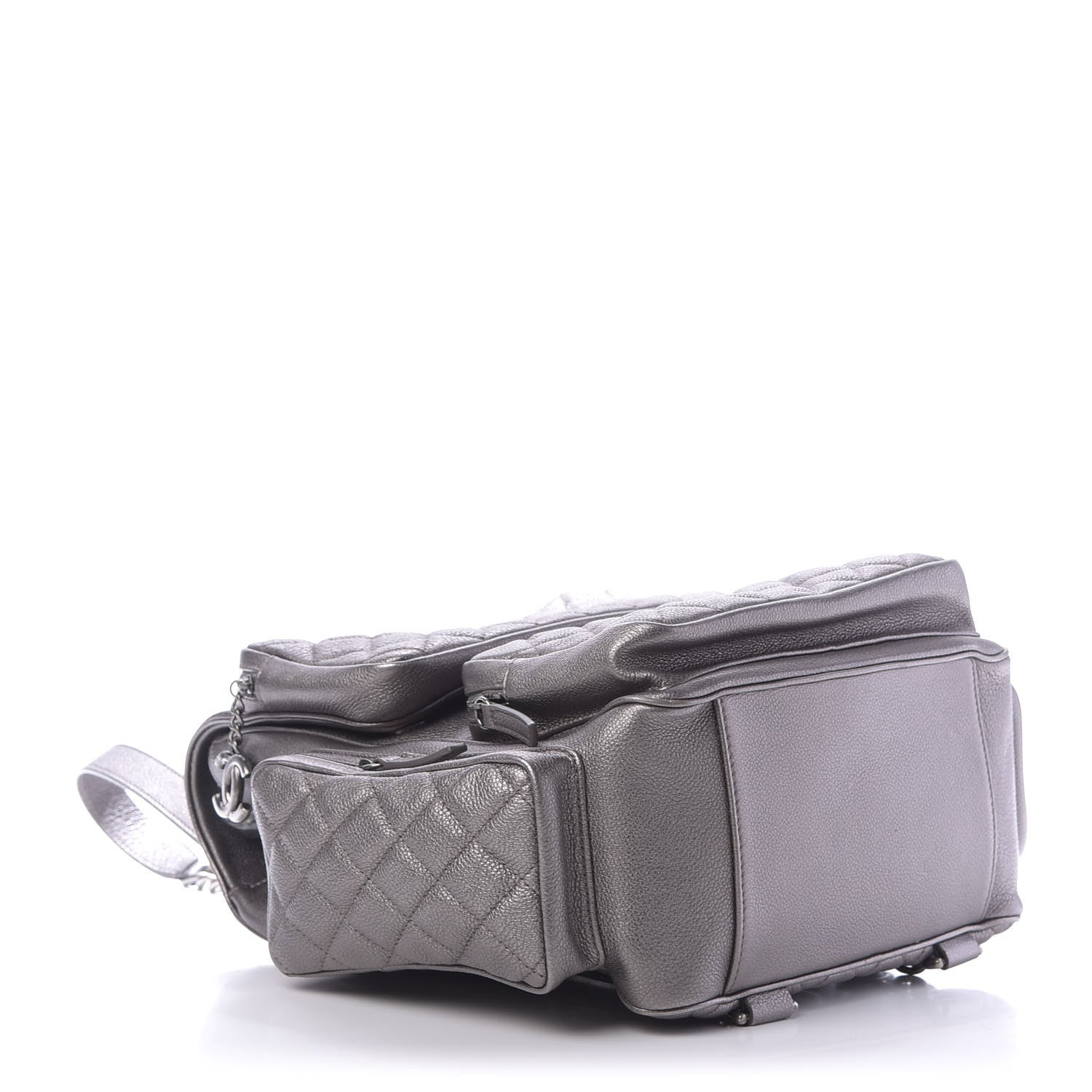 Chanel Metallic Grained Calfskin Quilted Large Casual Rock Backpack Charcoal 3 of 9