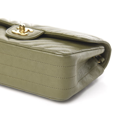 Chanel Calfskin Chevron Quilted Mini Rectangular Flap Khaki 9 of 10
