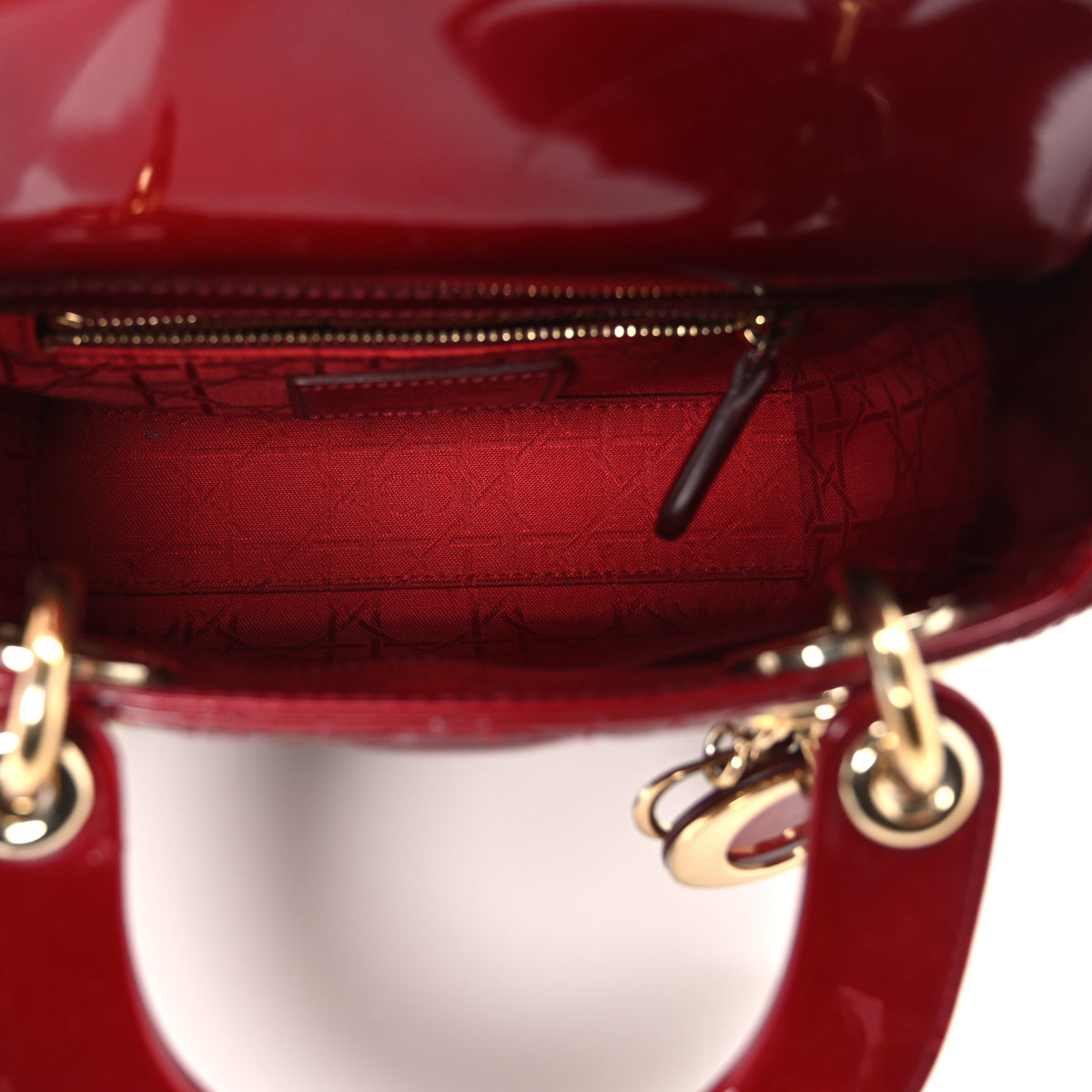 Christian Dior Patent Cannage Mini Lady Dior Red 4 of 9