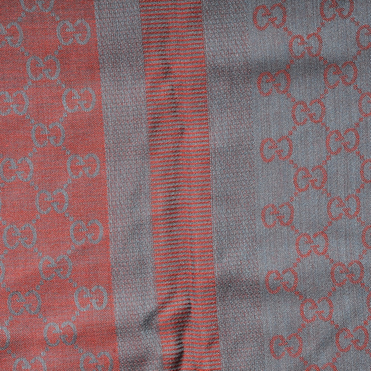 Wool Silk GG Monogram GGWeblong Fringe Scarf Lacquer Sky Blue