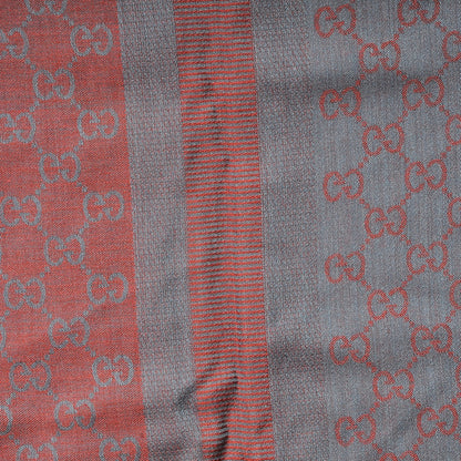 Gucci Wool Silk GG Monogram GGWeblong Fringe Scarf Lacquer Sky Blue 5 of 7
