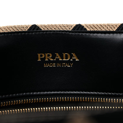 Prada Jacquard Saffiano Triangolo Symbole Embroidered Large Tote Black Corda 6 of 8