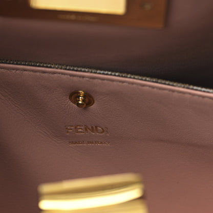 Fendi Vitello Seta Glazed Fabric FF 1974 Medium Peekaboo X-Lite Nuvola Mogano Panna 6 of 8