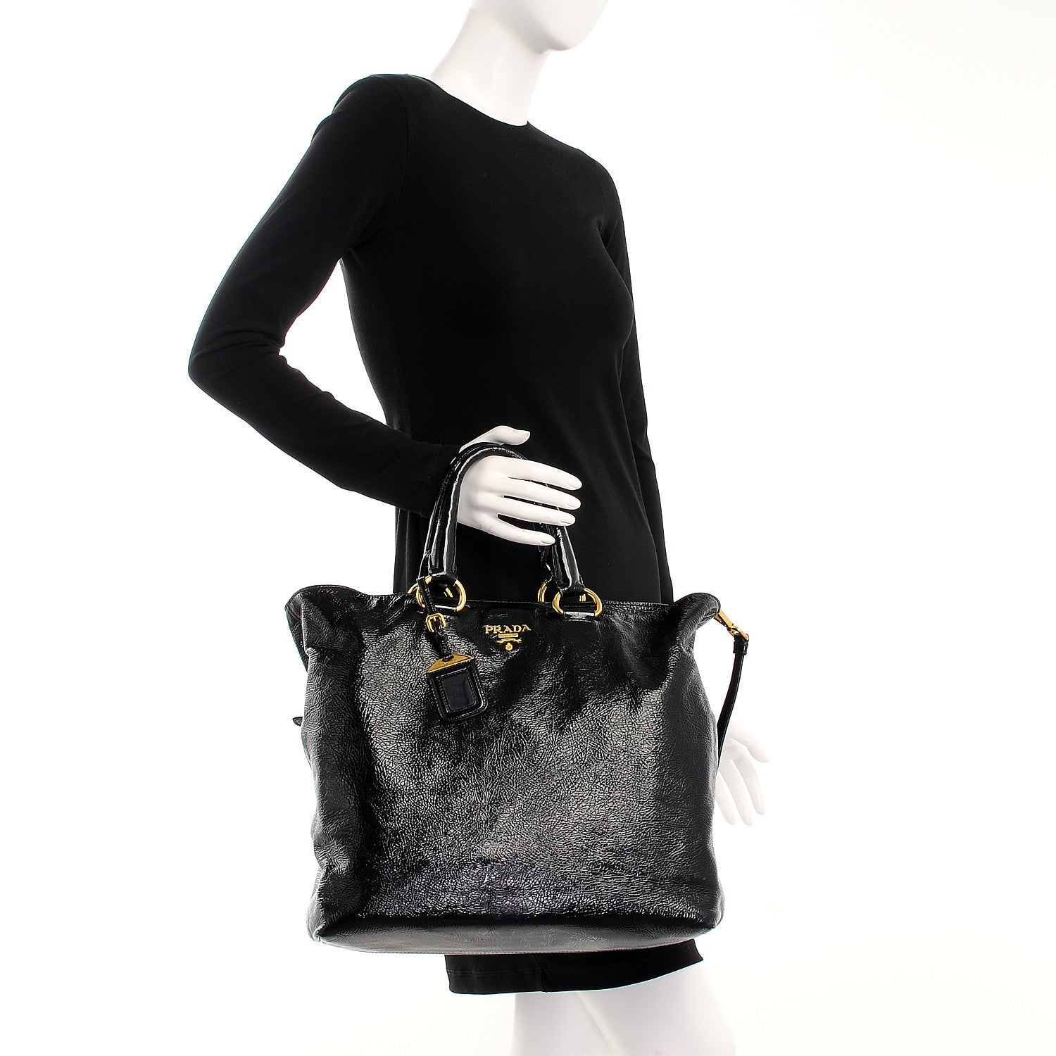 Prada Vernice Shopping Tote Black 3 of 12