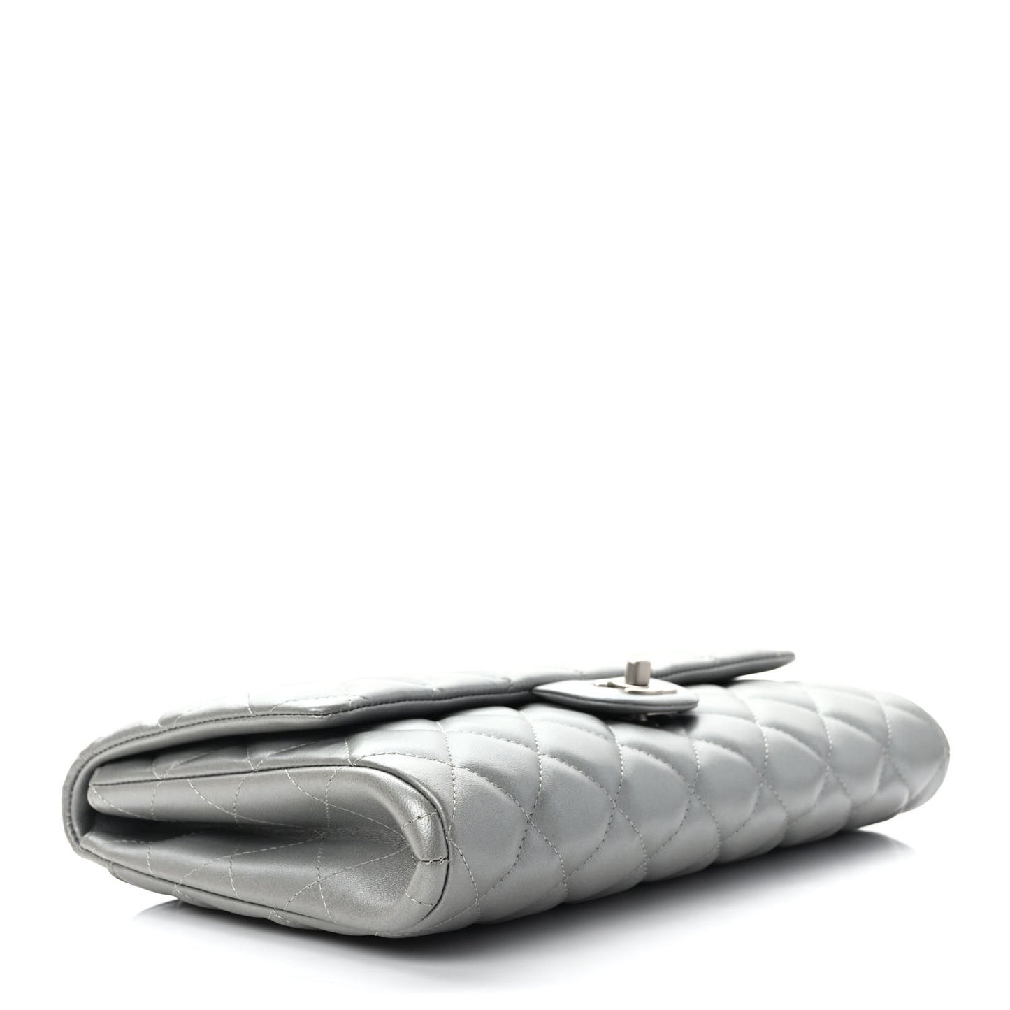 Lambskin Quilted Clutch With Chain Flap Grey