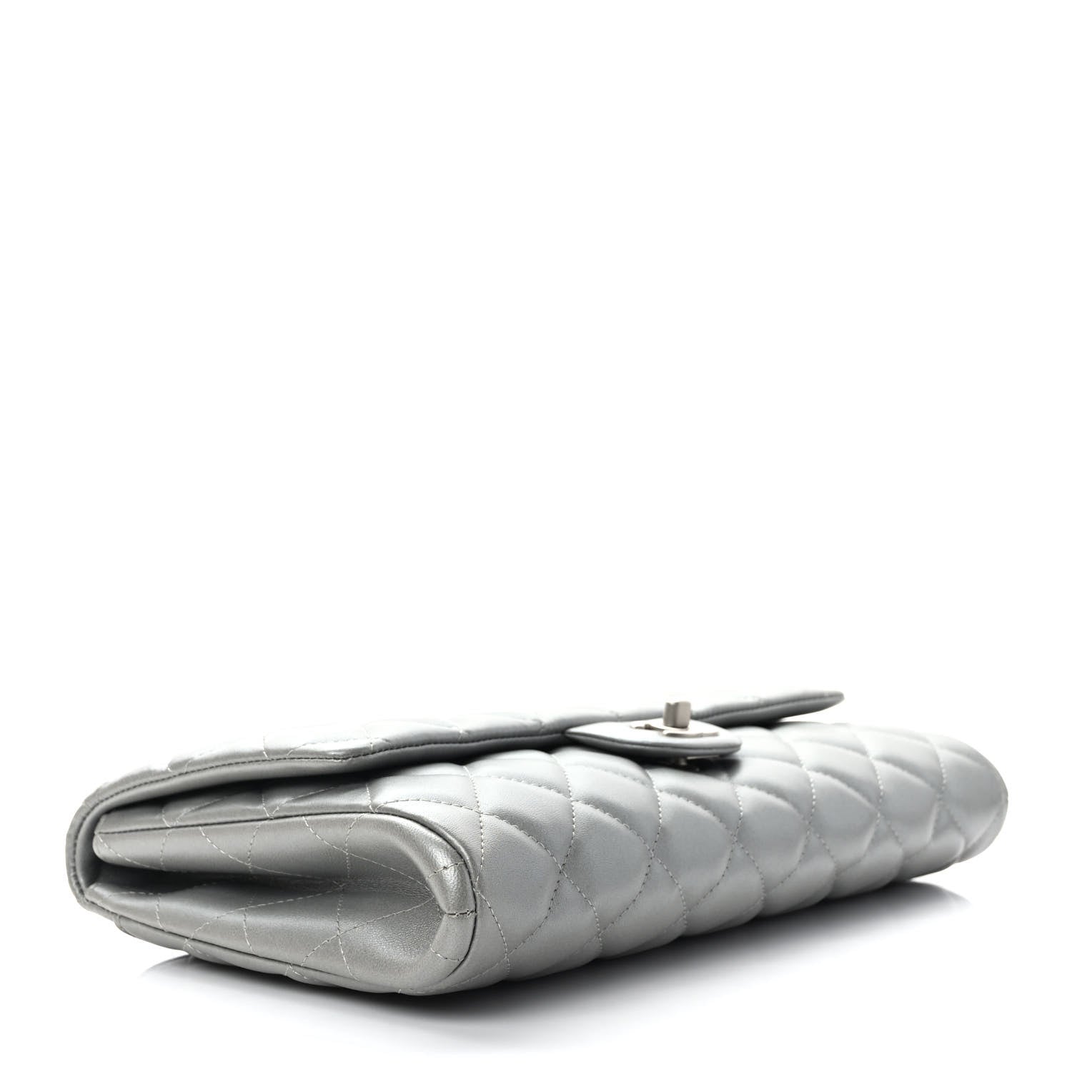 Chanel Lambskin Quilted Clutch With Chain Flap Grey 4 of 9