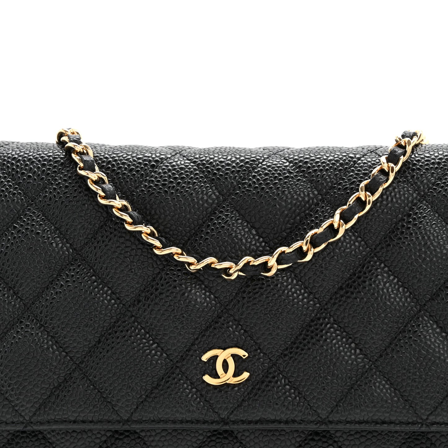 Caviar Quilted Wallet on Chain WOC Black