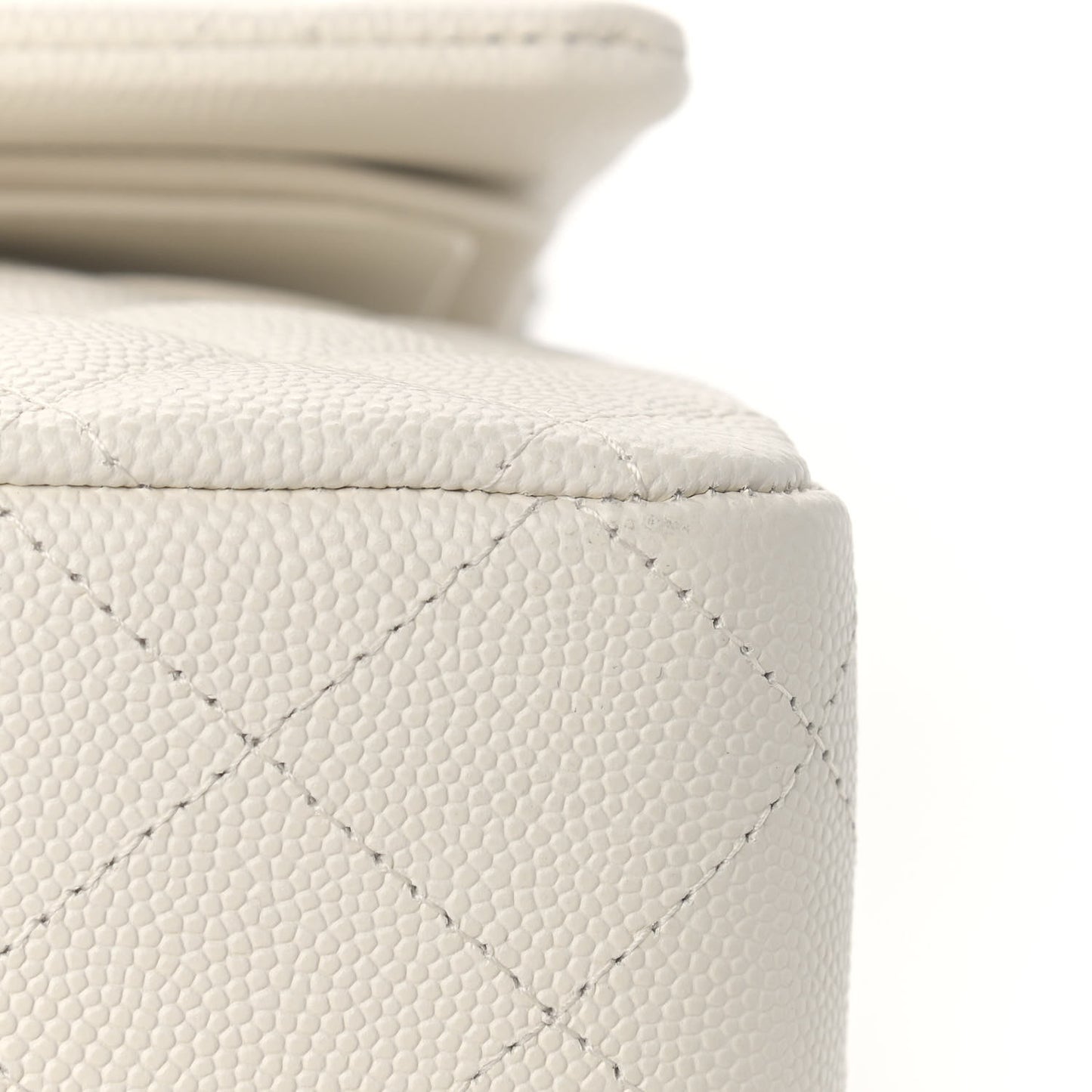 Caviar Quilted Medium Double Flap White
