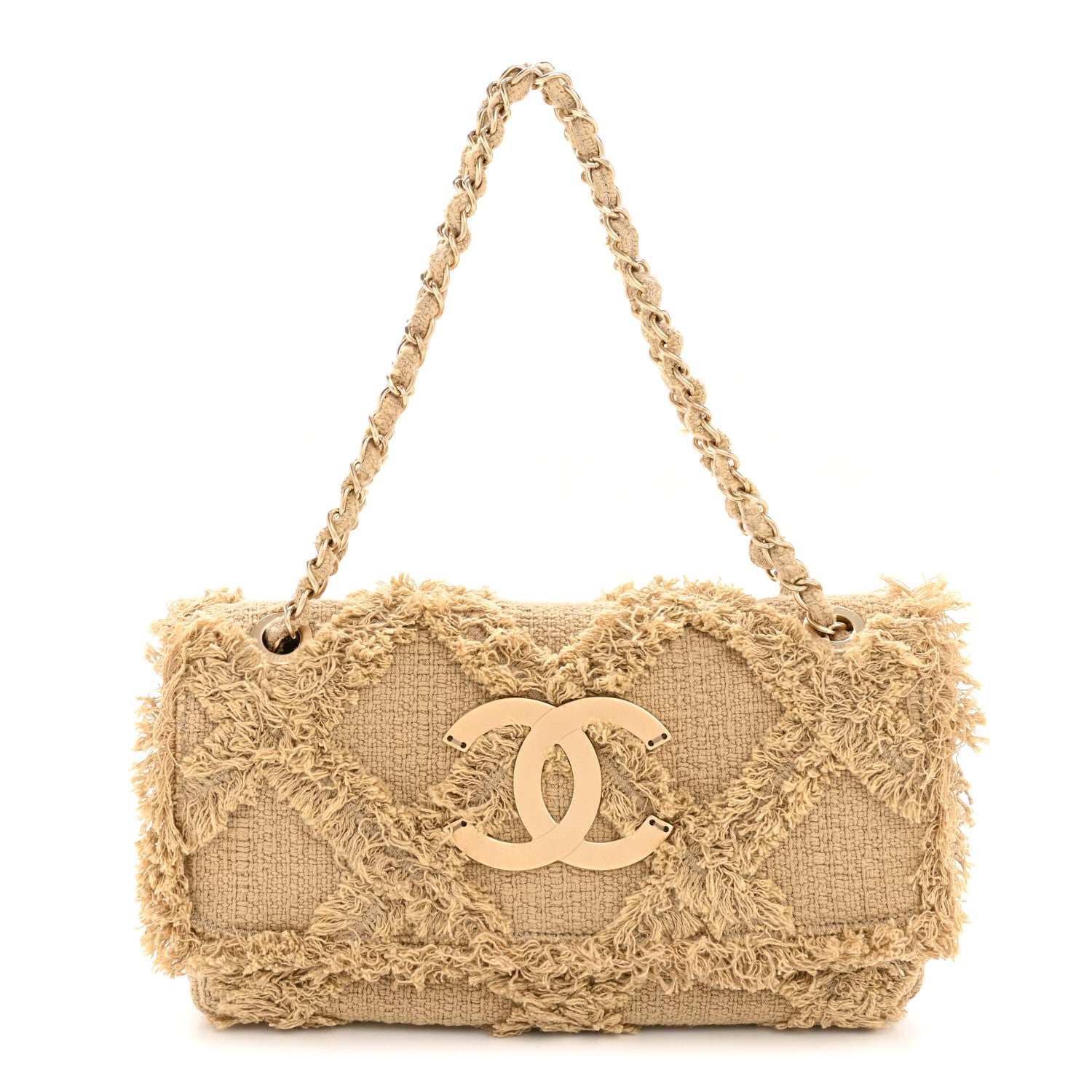 Chanel Tweed Nature Medium Single Flap Dark Beige 3 of 34