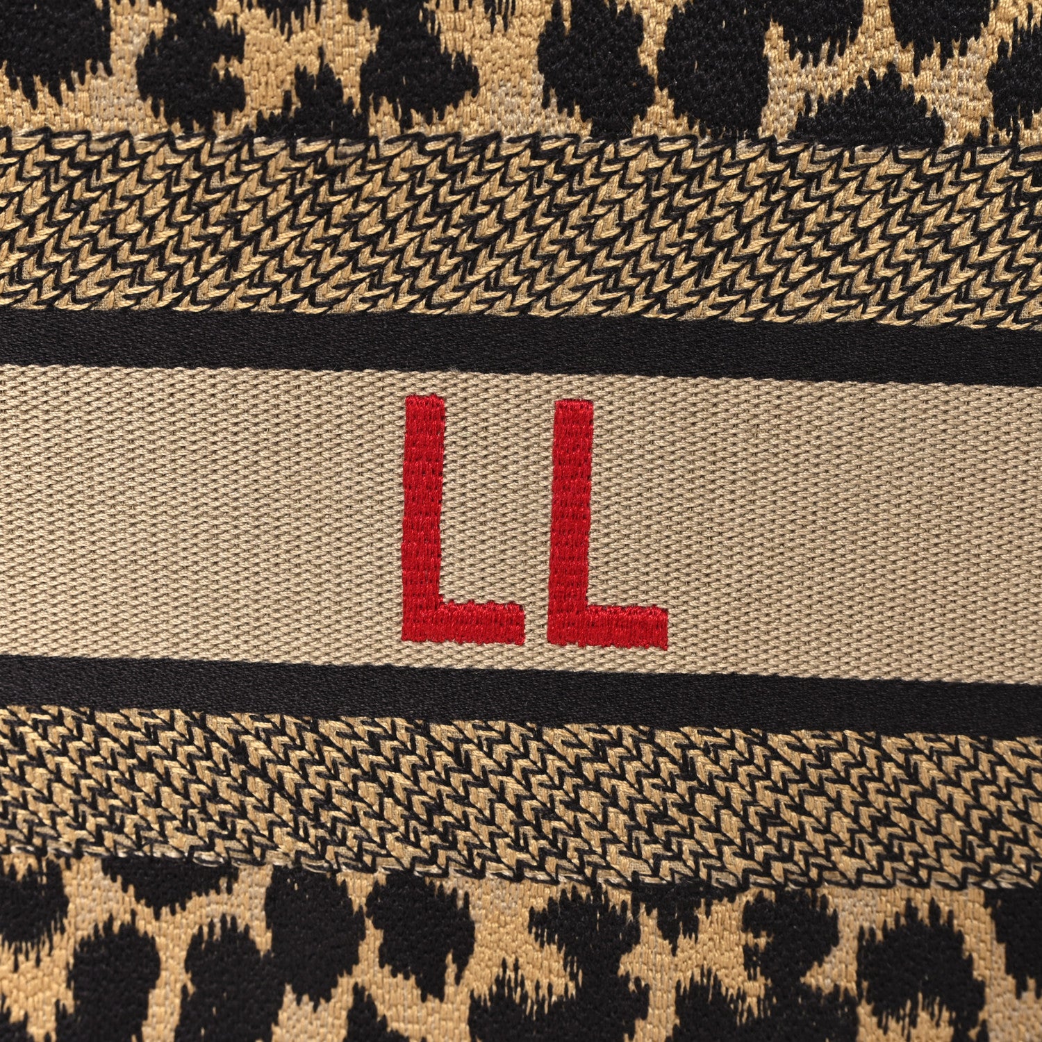 Christian Dior Canvas Mizza Embroidered Medium Leopard Book Tote Beige 14 of 14