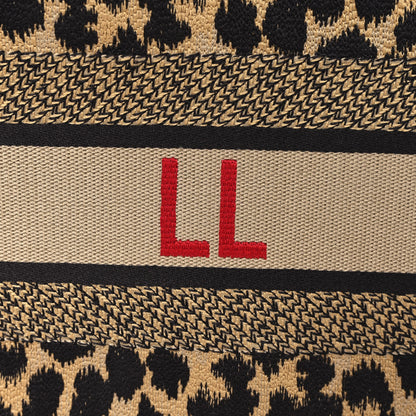 Christian Dior Canvas Mizza Embroidered Medium Leopard Book Tote Beige 14 of 14
