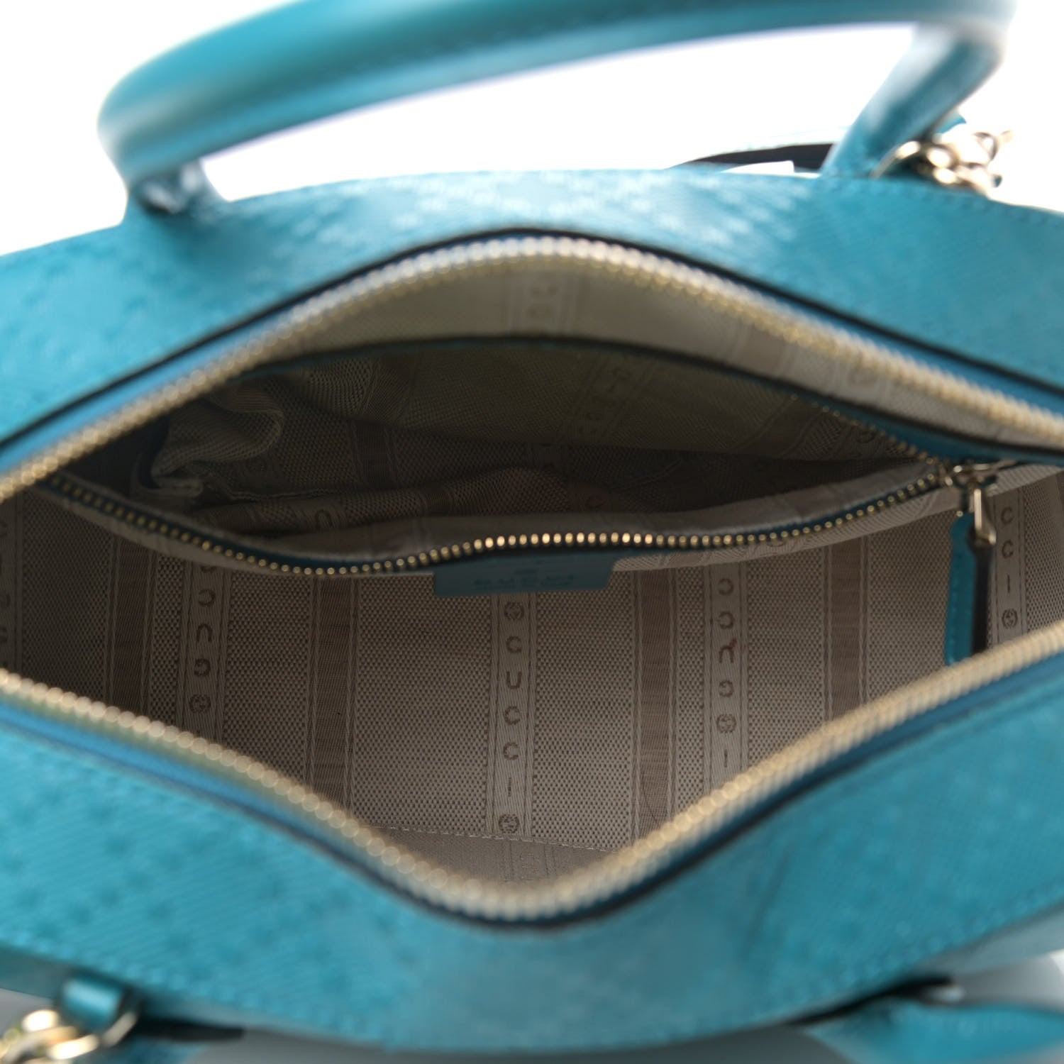 Gucci Calfskin Diamante Small Top Handle Bag Turquoise 5 of 10
