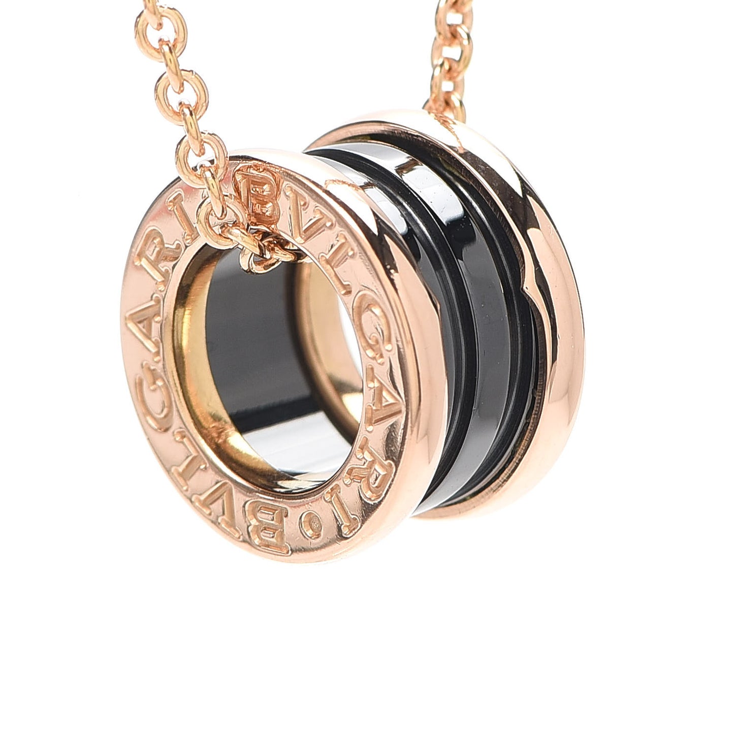 18K Rose Gold Black Ceramic B.Zero1 Pendant Necklace